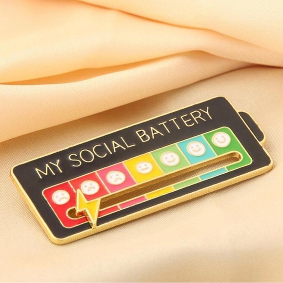 💖 5 items for $25 Sale! 💖 My Social Battery Black Pin - Picture 3 of 4
